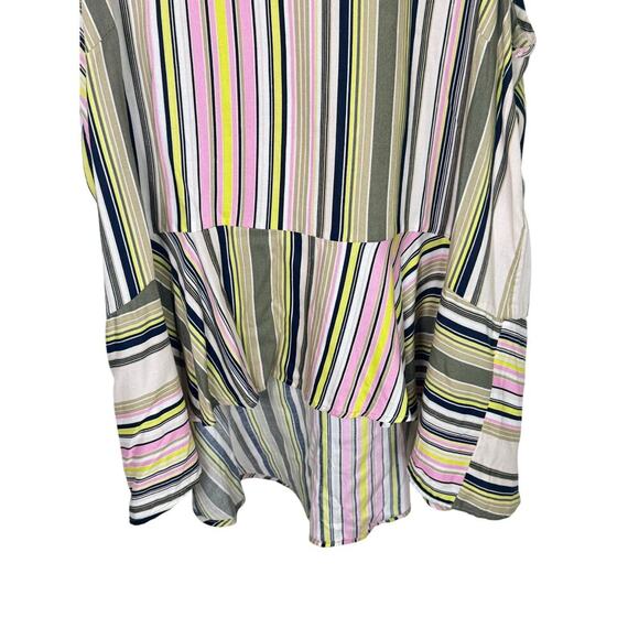 New LIBBY EDELMAN High-Low Dreamy Multicolor Striped Sleeveless Blouse Sz L - Picture 5 of 13